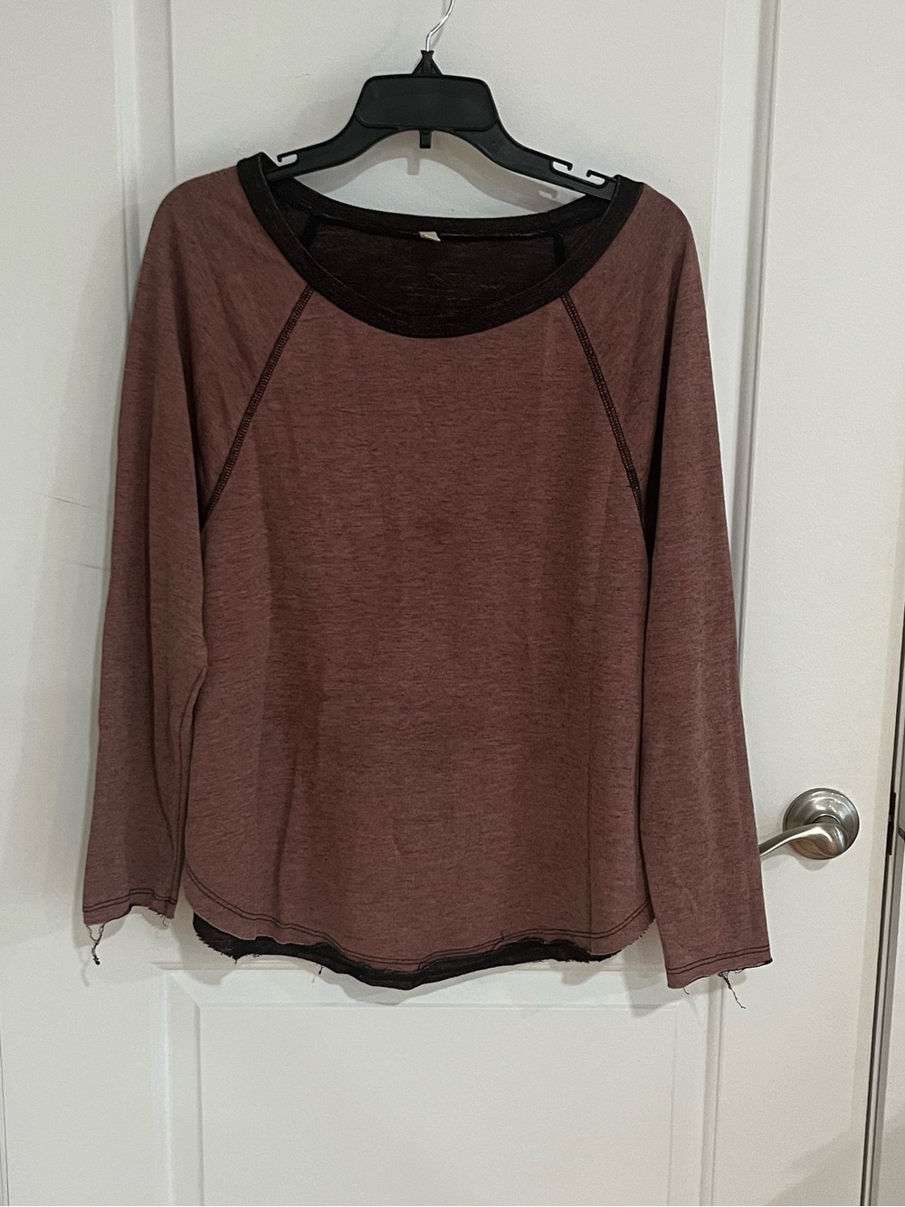 Layered Hem Long-Sleeve Top in Mauve